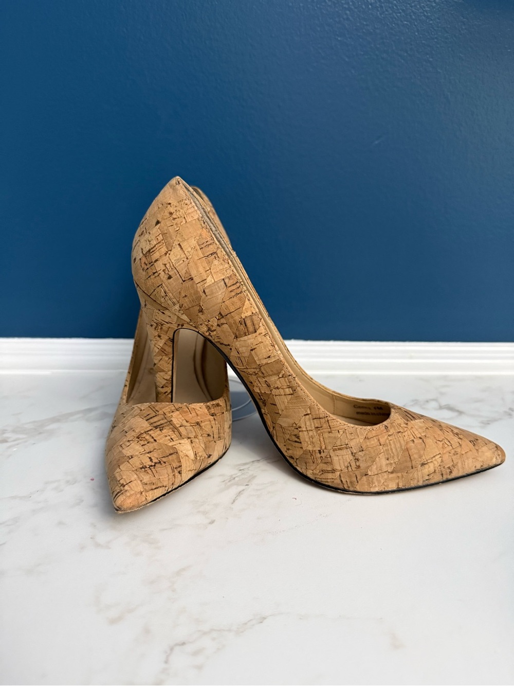 Neiman Marcus Cork Pointed-Toe Pumps - Natural Cork